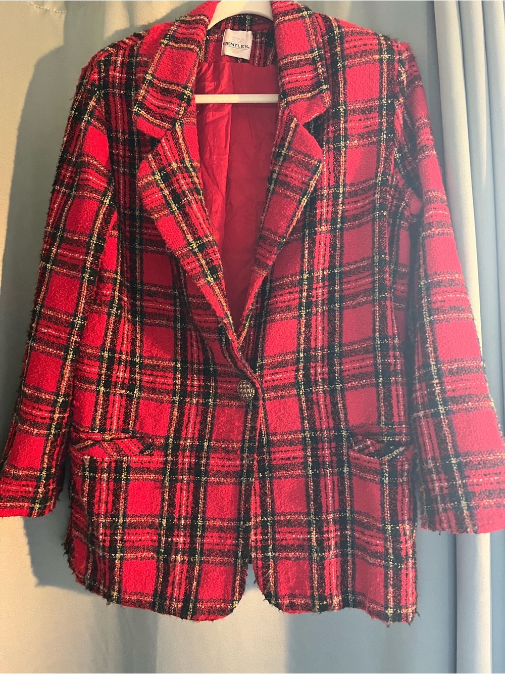 Vintage J.R. Bentley Red Plaid Blazer Jacket 1980’s 11/12 M L